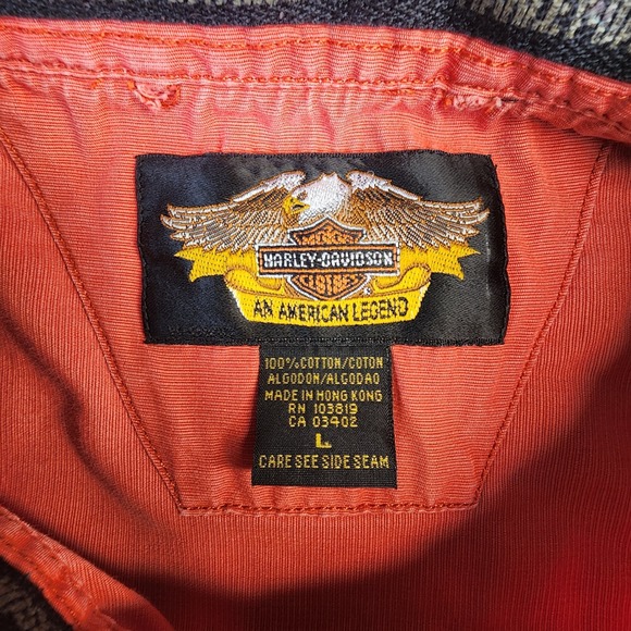 Harley-Davidson Button Down Shirt Men's L Coral Red Cotton An American Legend - Picture 4 of 9